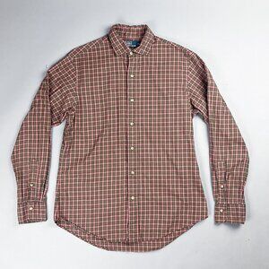 Polo Button Down | Vintage 90's Red & Green Plaid Check Men's Long Sleeve Button